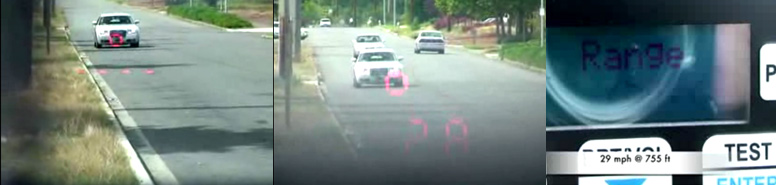 Обратите внимание, что красным квадратом выделена область, в которой измеряется скорость и она видна на фотографии, т.е. скорость принадлежит ИМЕННО ЭТОМУ автомобилю. 