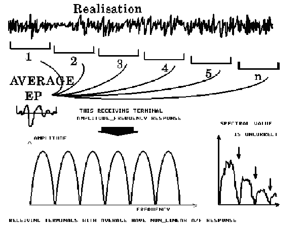 Evoked potential after averaging of n epochs (EEG segments), the nonlinear amplitude-frequency response, and the spectral value, which is incorrect.